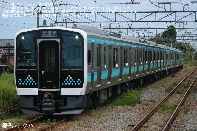 【JR東】E131系ナノN9+N10編成J-TREC新津事業所出場試運転を羽生田駅で撮影した写真