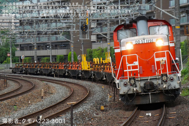 【JR西】 DD51-1191牽引の和田山転回工臨返空を島本～山崎間で撮影した写真