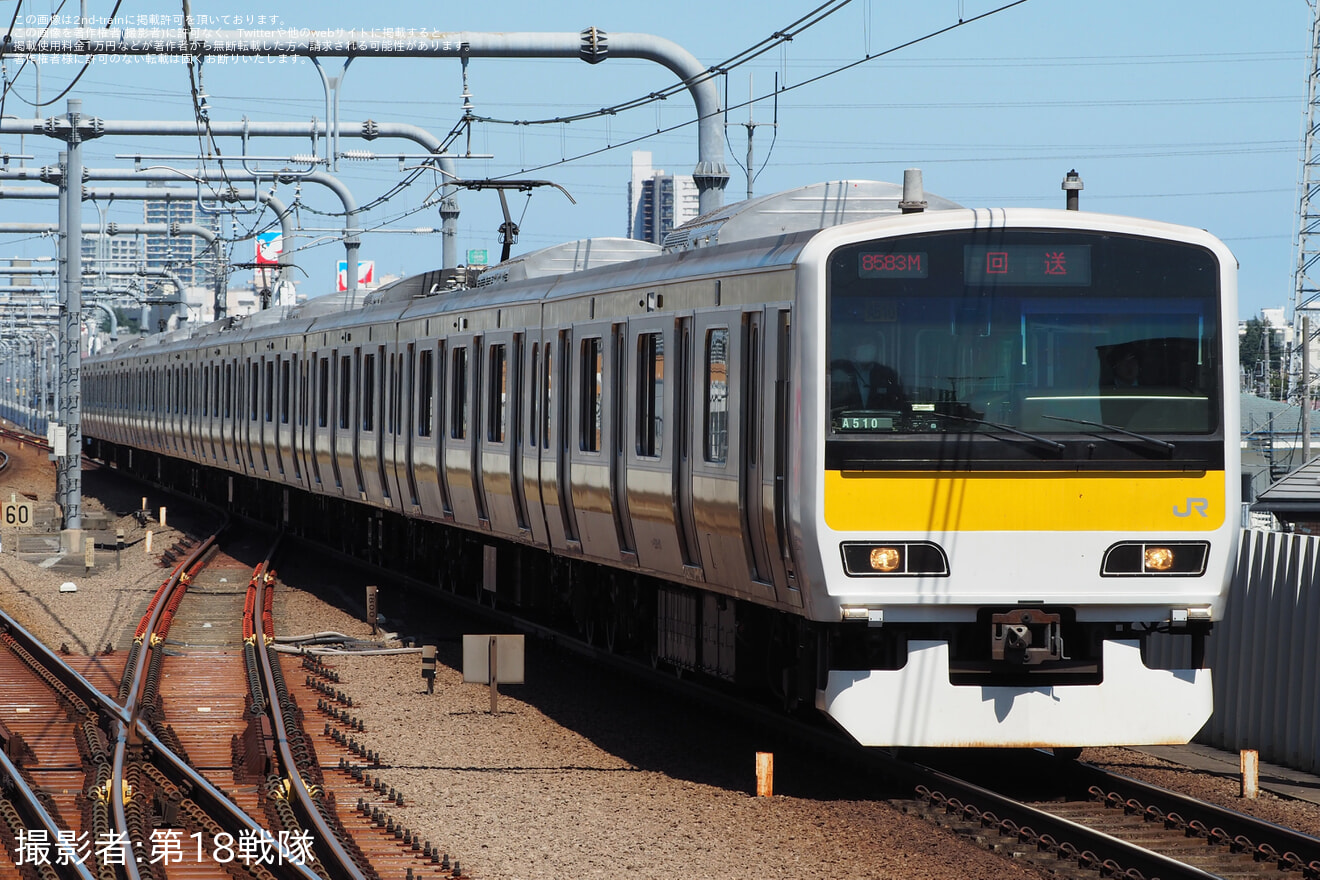 【JR東】E231系ミツA510編成武蔵小金井へ回送の拡大写真