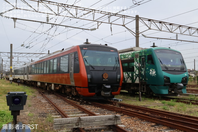 【JR東】HB-E300系4両「海里」編成 酒田駅「入換乗車体験イベント」開催を酒田駅で撮影した写真