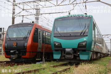 【JR東】HB-E300系4両「海里」編成 酒田駅「入換乗車体験イベント」開催