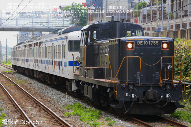 【JR九】415系FK-515編成が小倉総合車両センターへ廃車配給を安部山公園駅で撮影した写真