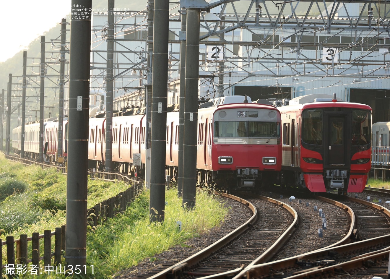 【名鉄】6500系6517Fが舞木検査場を出場し回送の拡大写真