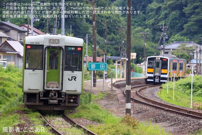 【JR東】キハE130-13が磐越東線で本線試運転を不明で撮影した写真