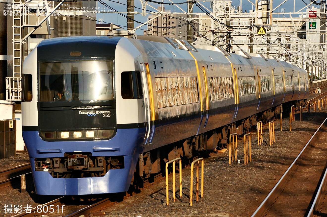 【JR東】255系マリBe-03編成を使用した臨時特急「新宿わかしお1号・2号」運転(2026年7月) の拡大写真
