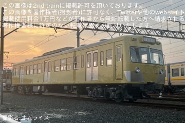 【三岐】801系805F(西武イエローカラー)クモハ805号車(1両)のみ検査終えて留置