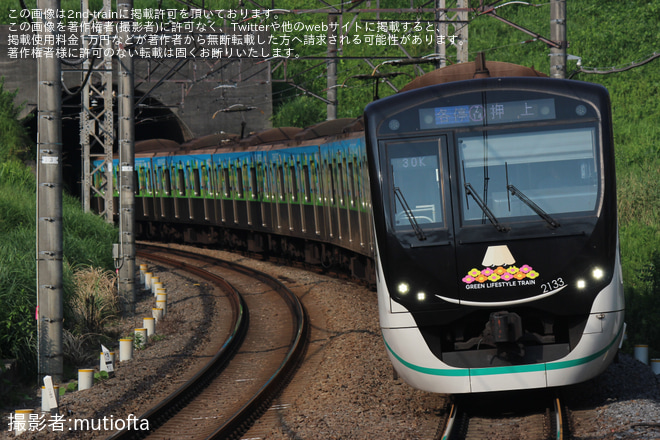 【東急】2020系ラッピング車両「GREEN LIFESTYLE TRAIN」運行開始をたまプラーザ駅で撮影した写真