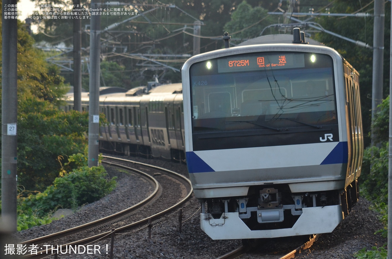 【JR東】E531系K426編成が郡山総合車両ベースを出場し回送の拡大写真