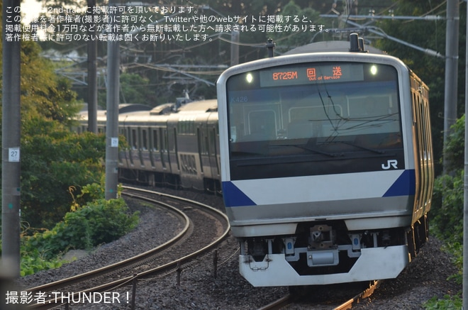 【JR東】E531系K426編成が郡山総合車両ベースを出場し回送を不明で撮影した写真