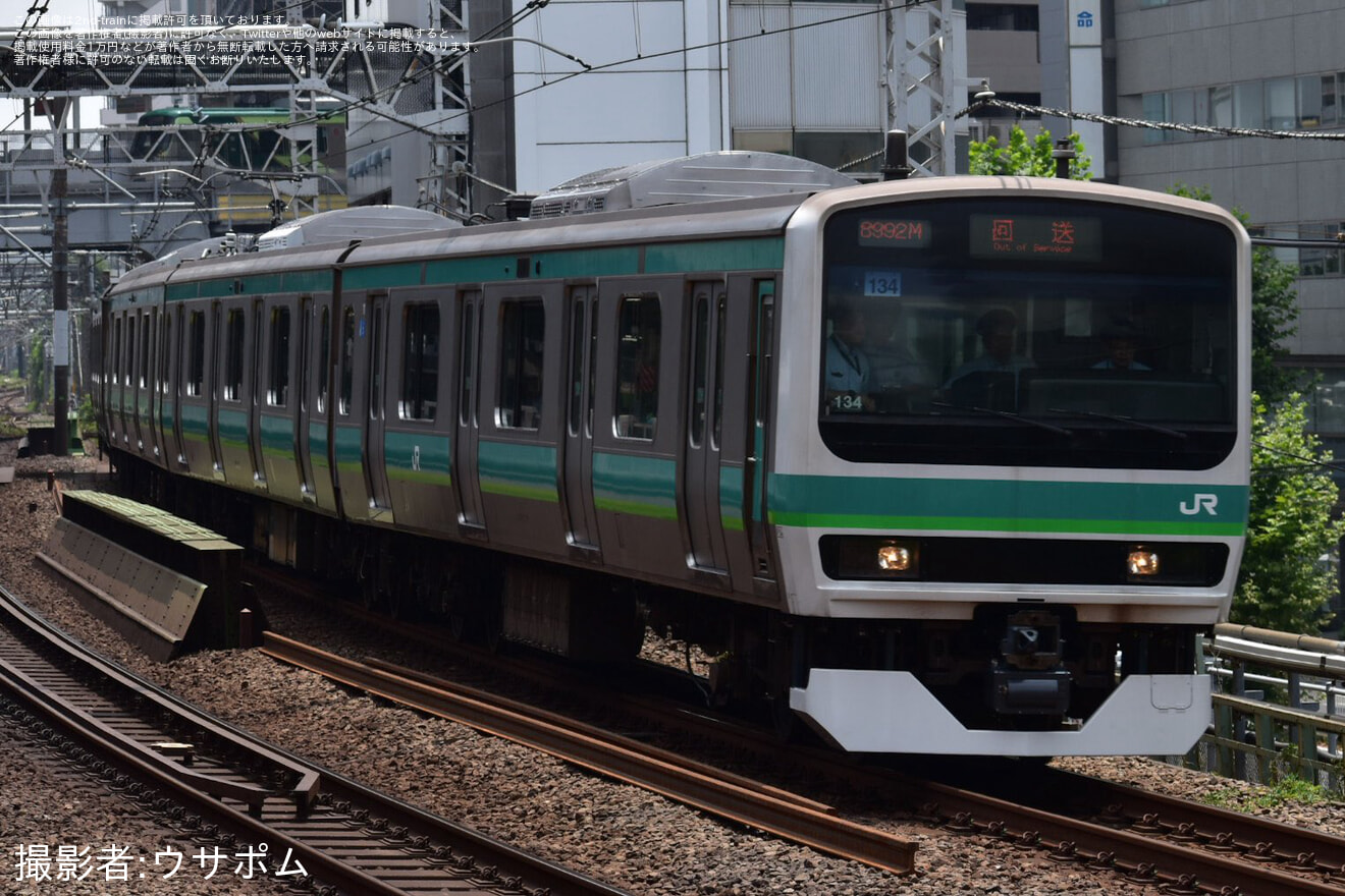 【JR東】E231系マト134編成東京総合車両ベース出場回送の拡大写真
