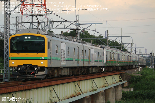 【JR東】E233系3000番台U629編成が秋田総合車両ベースに向けて配給輸送を岡部～本庄間で撮影した写真