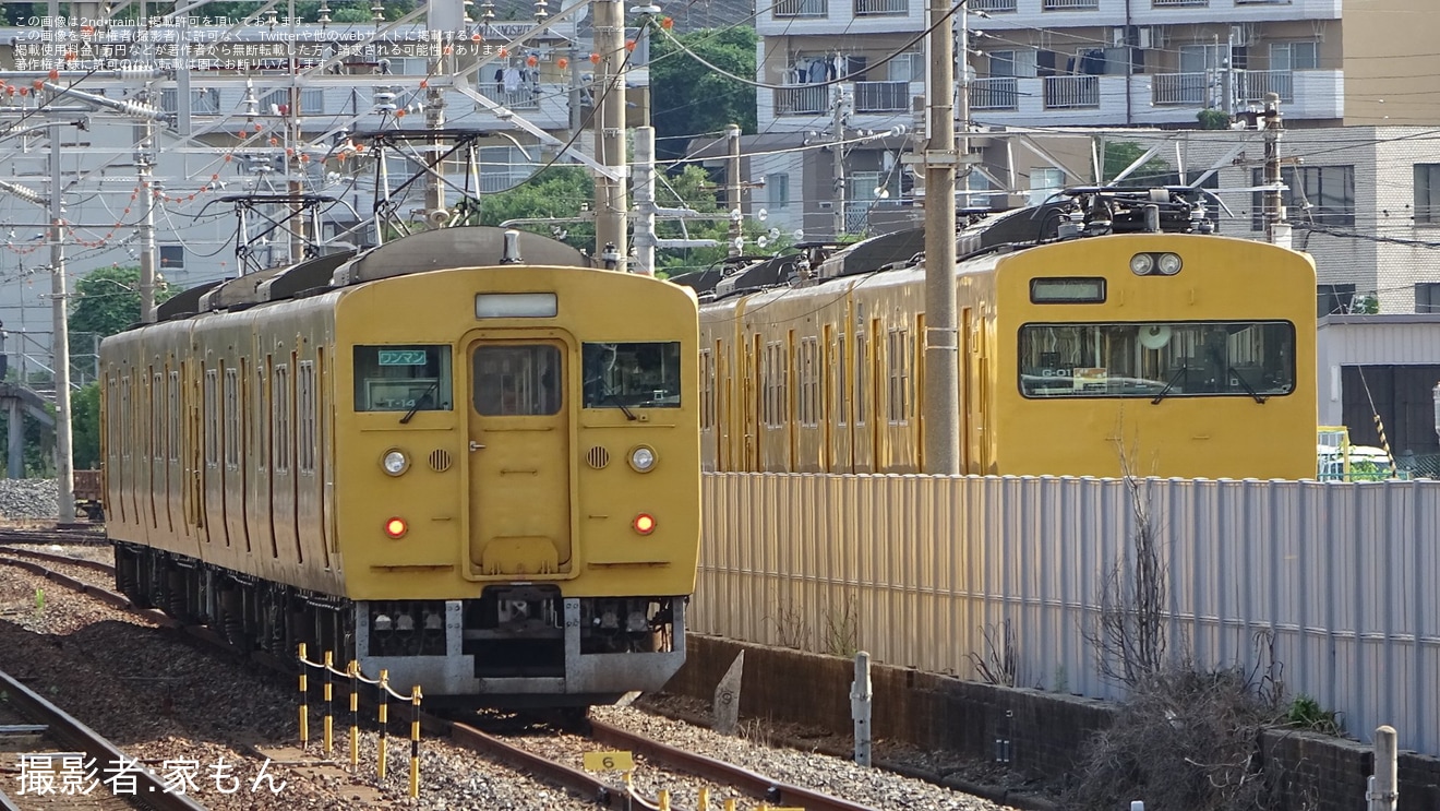 【JR西】115系T-13編成・T-14編成が下関総合車両所本所へ回送の拡大写真