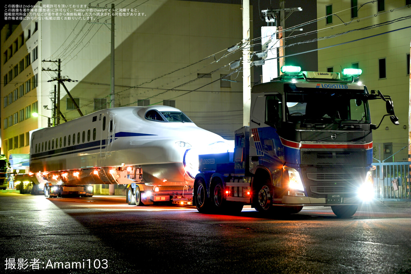 【JR海】N700S系J59編成が鳥飼車両基地へ搬入の拡大写真