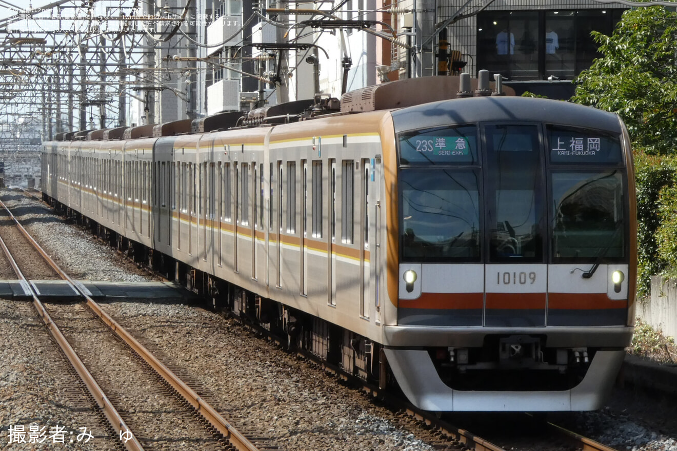 【メトロ】10000系10109Fが準急上福岡行きとして運行の拡大写真