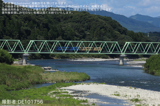 【くま川】人吉温泉～肥後西村間での試運転が地震後に再開を不明で撮影した写真
