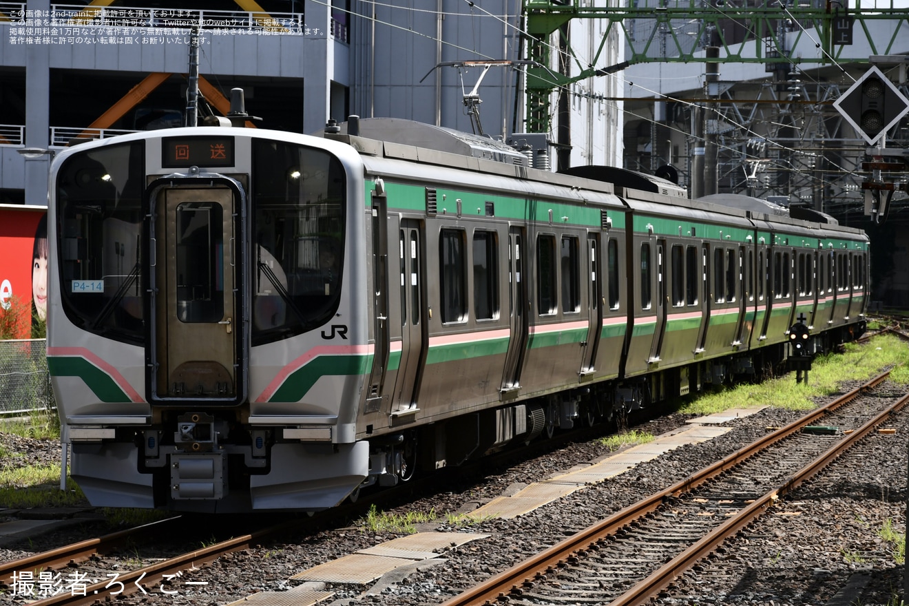 【JR東】E721系P4-14編成が郡山総合車両ベースを出場し回送の拡大写真
