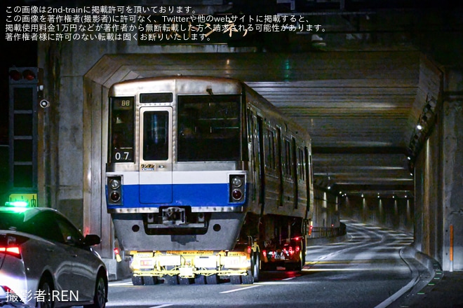 【福市交】1000N系07編成が廃車陸送を不明で撮影した写真