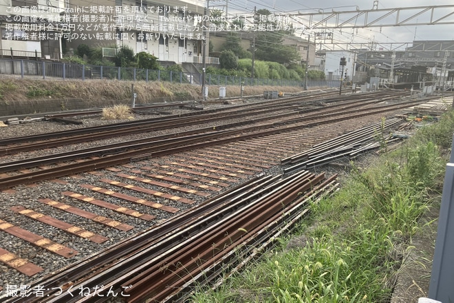 【京成】東中山駅の側線への分岐器が撤去を不明で撮影した写真