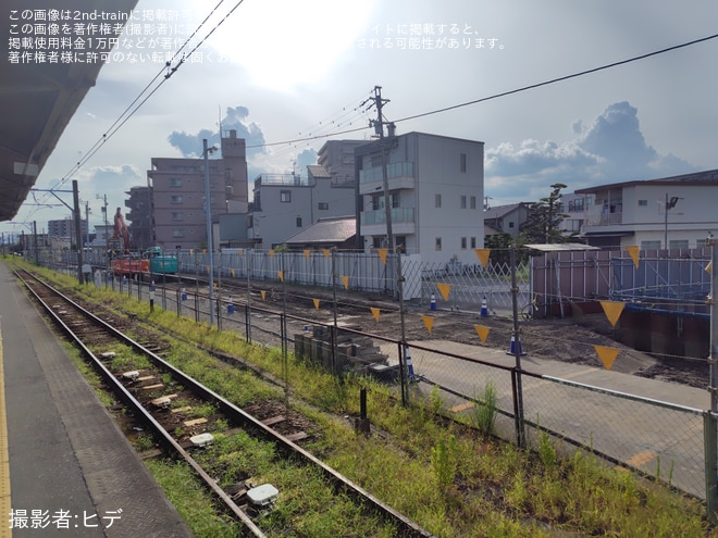 【名鉄】弥富駅で名鉄尾西線の移設工事が進行を弥富駅で撮影した写真