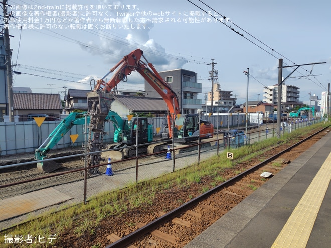 【名鉄】弥富駅で名鉄尾西線の移設工事が進行を弥富駅で撮影した写真