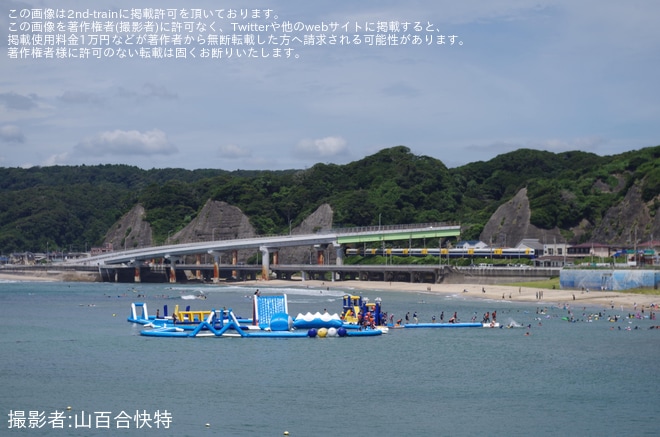 【JR東】255系マリBe-03編成が臨時特急「わかしお83号」に充当を鵜原～勝浦間で撮影した写真