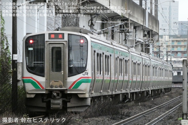 【JR東】E721系0番台4編成8両で倒木当該列車を救援回送（2枚目）