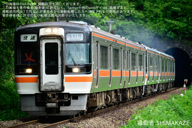 【JR海】熊野大花火大会開催に伴い臨時列車を運転を栃原～川添間で撮影した写真