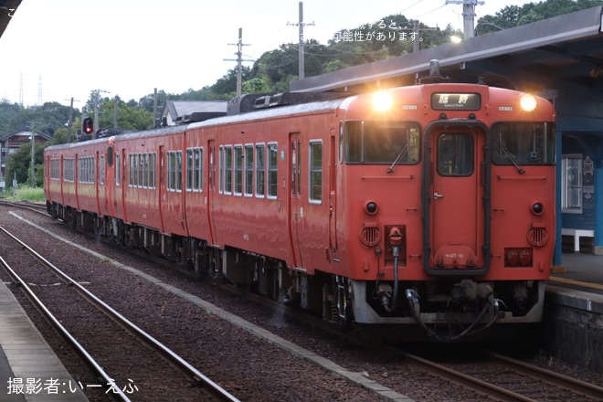 【JR西】キハ47形4両が宮津燈籠流し花火大会臨時列車に充当を不明で撮影した写真