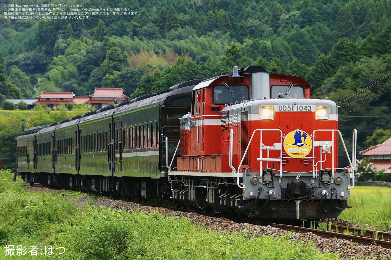 【JR西】DD51-1043牽引の「DLやまぐち号」が運転の拡大写真