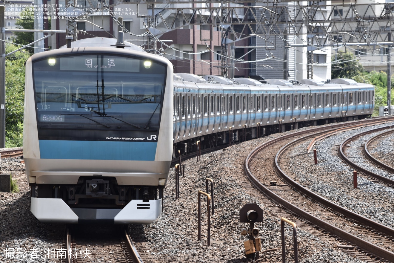 【JR東】E233系サイ132編成が東京総合車両ベースを出場の拡大写真