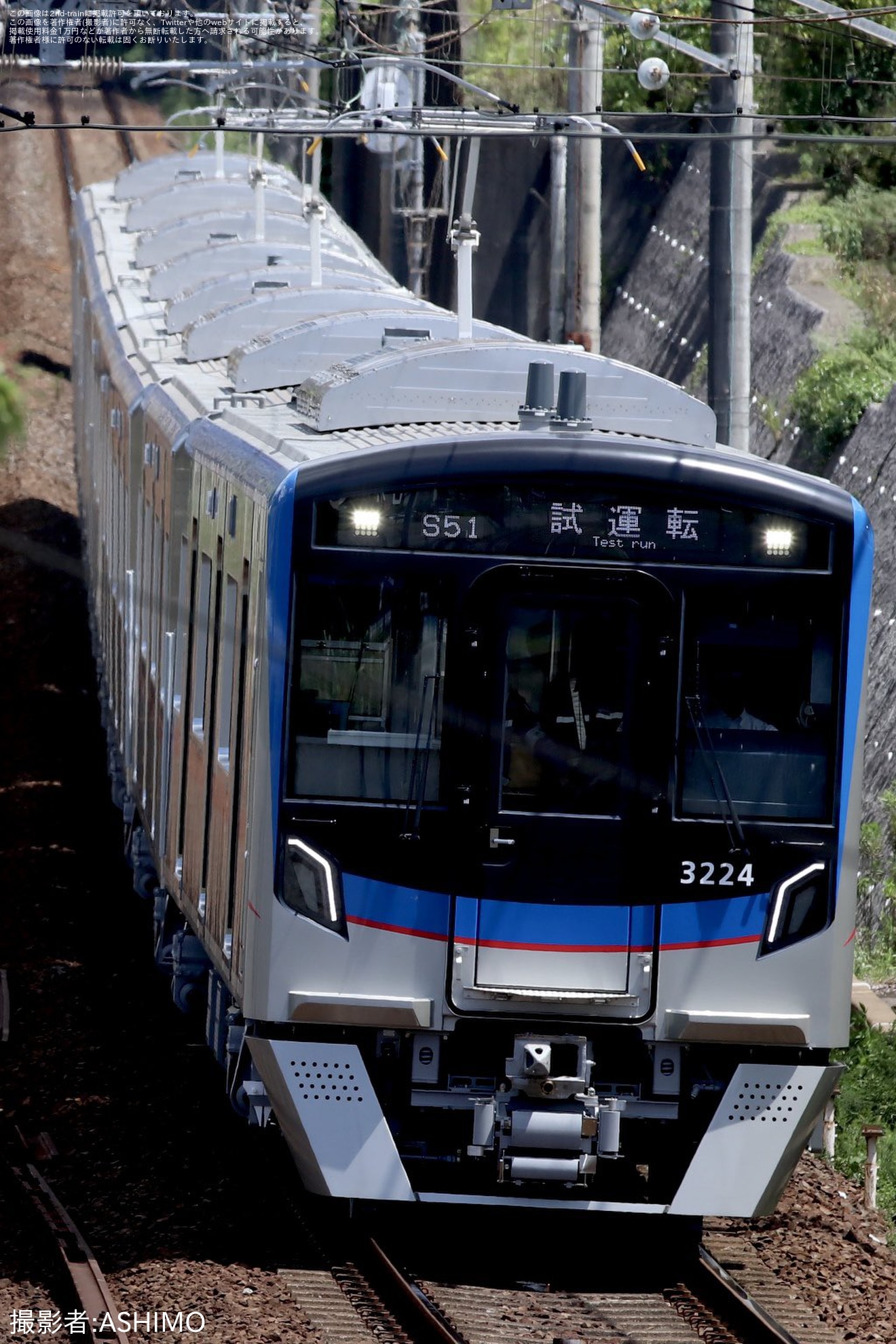 【京成】3200形3224F+3228Fが8両編成で新製後性能確認試運転の拡大写真