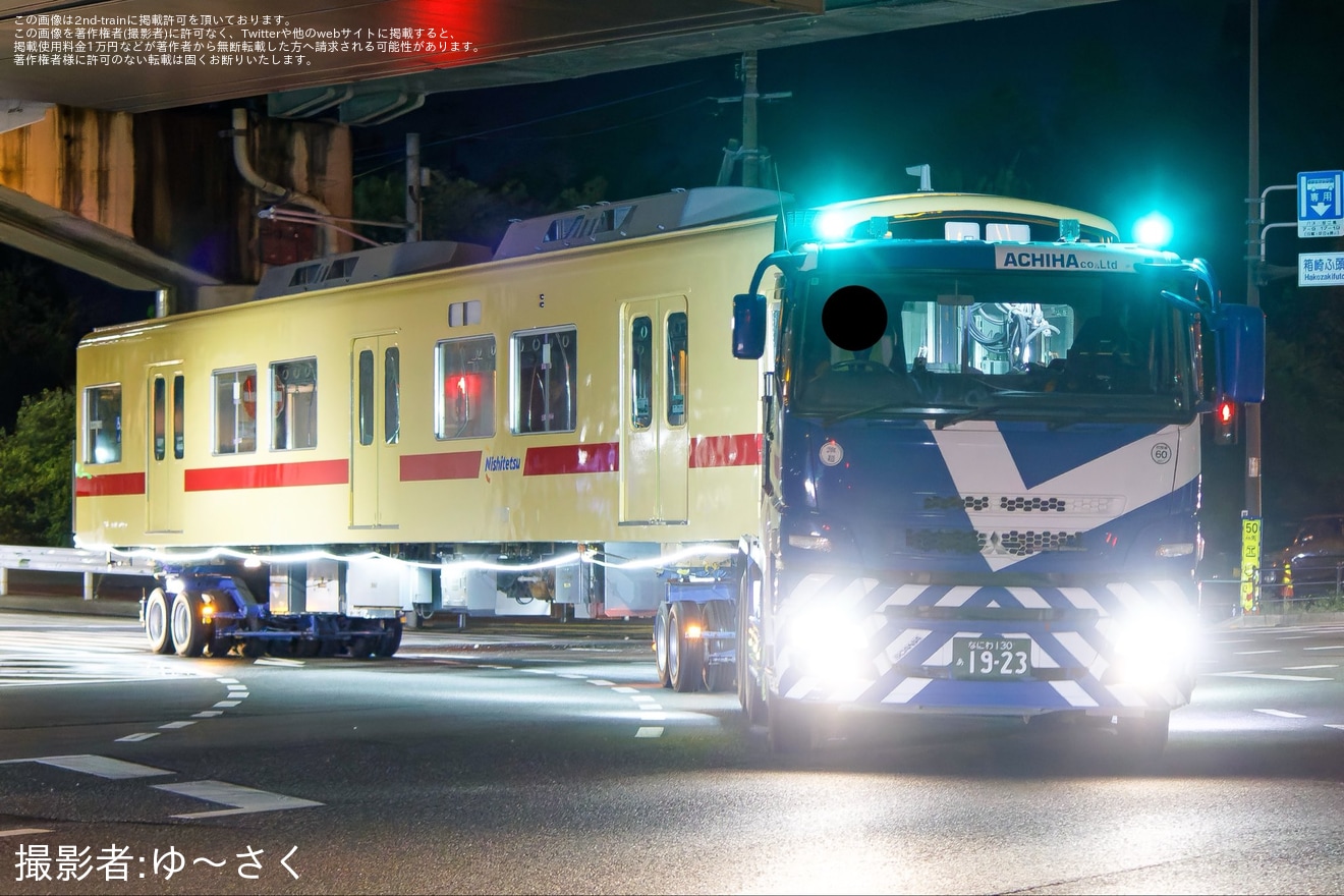 【西鉄】7050形7158Fが貝塚線転属のため陸送の拡大写真