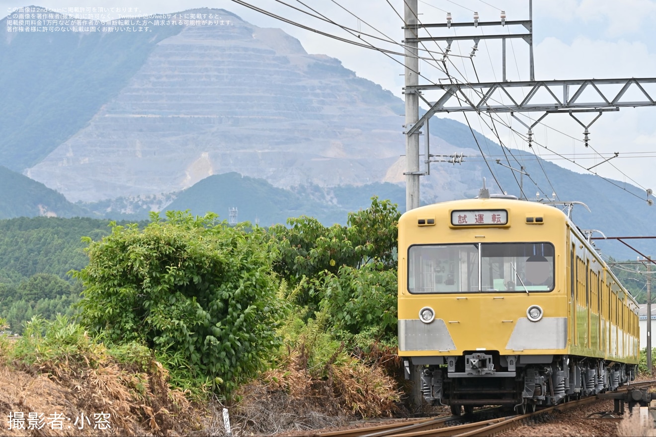 【三岐】801系805編成(西武イエローカラー) 保々出場試運転の拡大写真