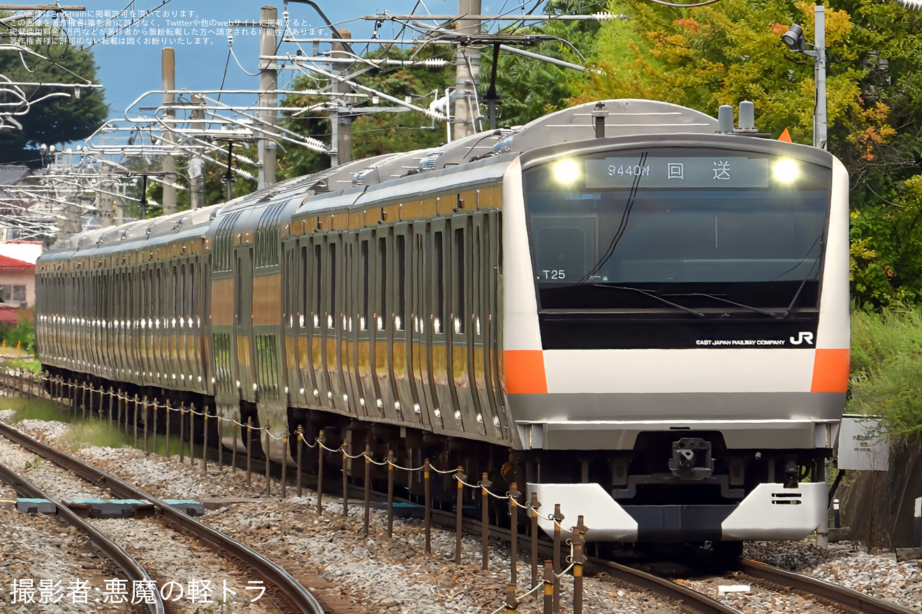 【JR東】E233系T25編成 長野総合車両ベース出場回送の拡大写真