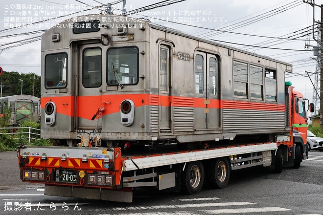 【北鉄】石川線7000系7001Fのモハ7001が廃車陸送（4枚目）