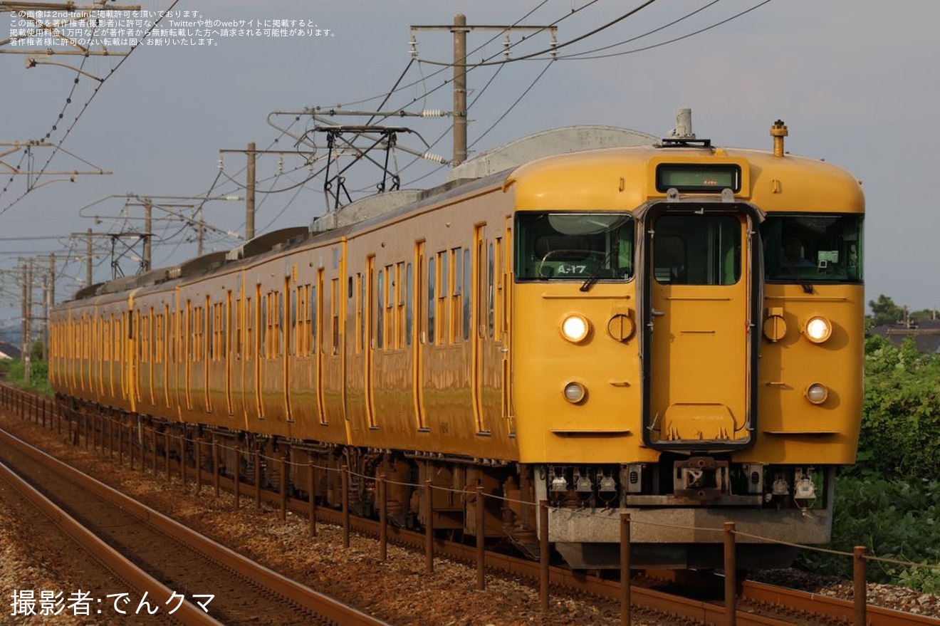 【JR西】笠岡港まつり花火大会に伴い115系が7両編成で運転の拡大写真