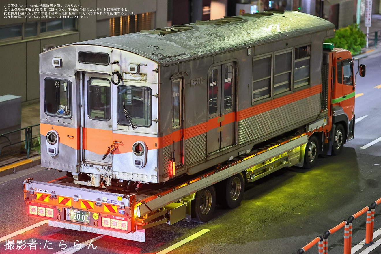 【北鉄】石川線7000系7001Fのモハ7001が廃車陸送の拡大写真