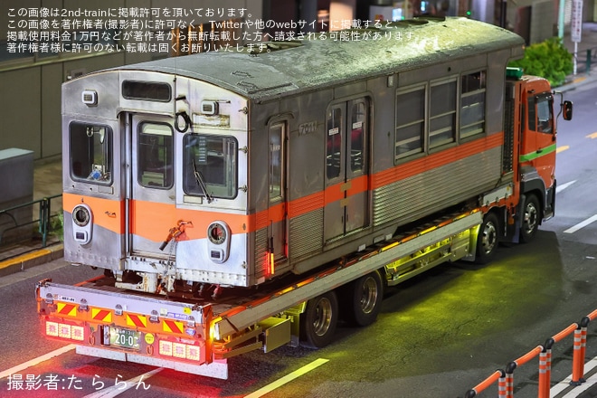 【北鉄】石川線7000系7001Fのモハ7001が廃車陸送（1枚目）