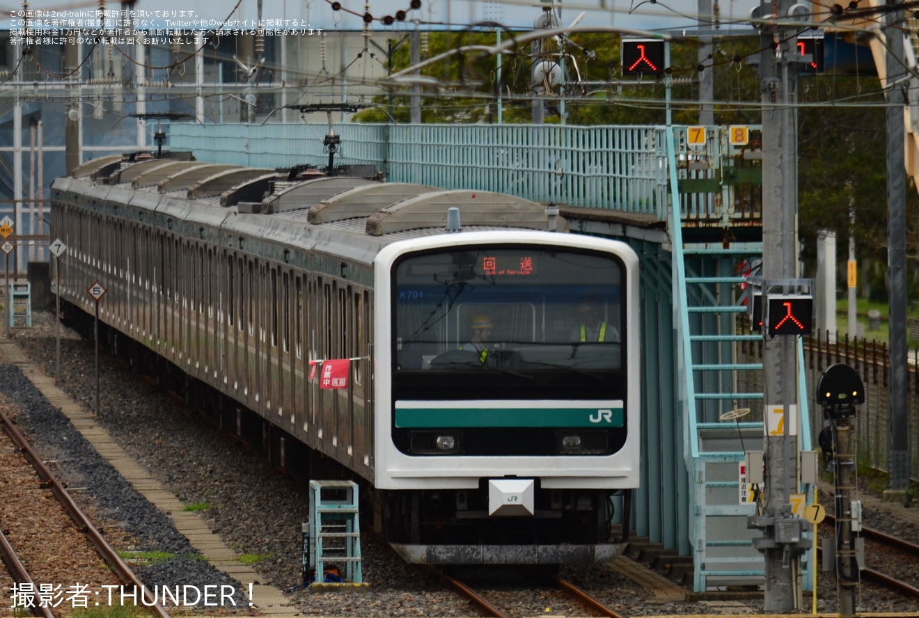 【JR東】E501系K701編成が高萩疎開から勝田車両ベースへ返却回送の拡大写真
