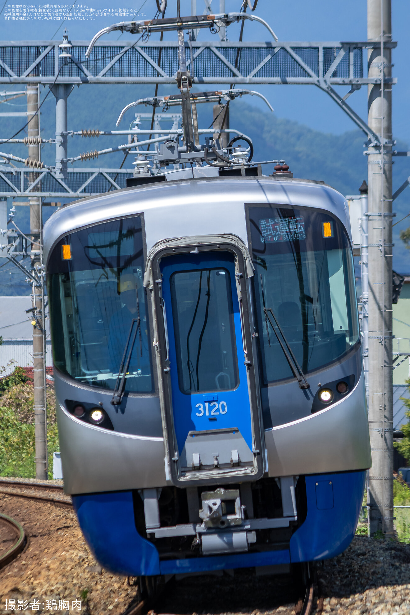 【西鉄】3000形3120F筑紫車両基地検査出場試運転の拡大写真