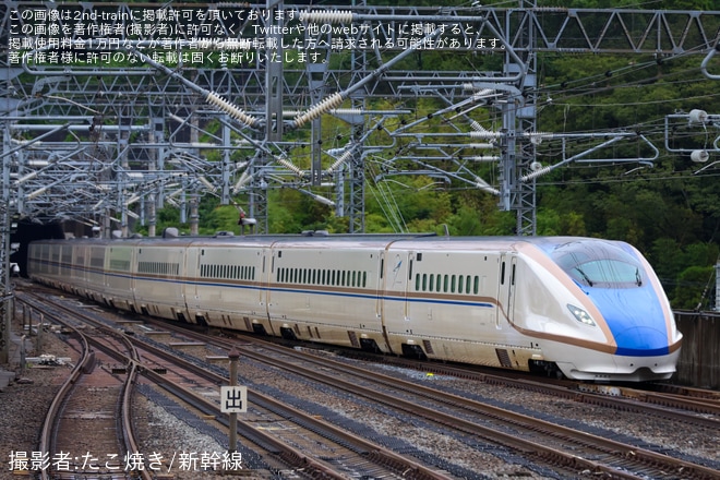 【JR東】E7系F28編成が台車検査に伴う確認試運転（1枚目）