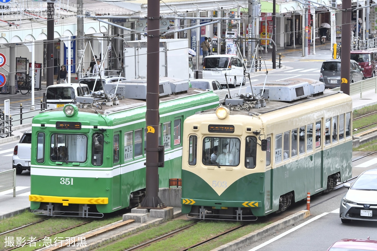 【阪堺】阪堺標準色となったモ351号車が営業運転入りの拡大写真
