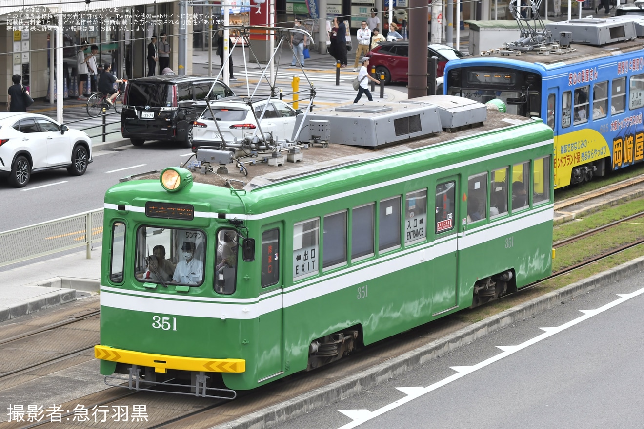 【阪堺】阪堺標準色となったモ351号車が営業運転入りの拡大写真