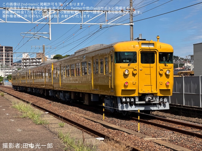 【JR西】115系N-16編成が下関総合車両所本所で構内試運転（1枚目）