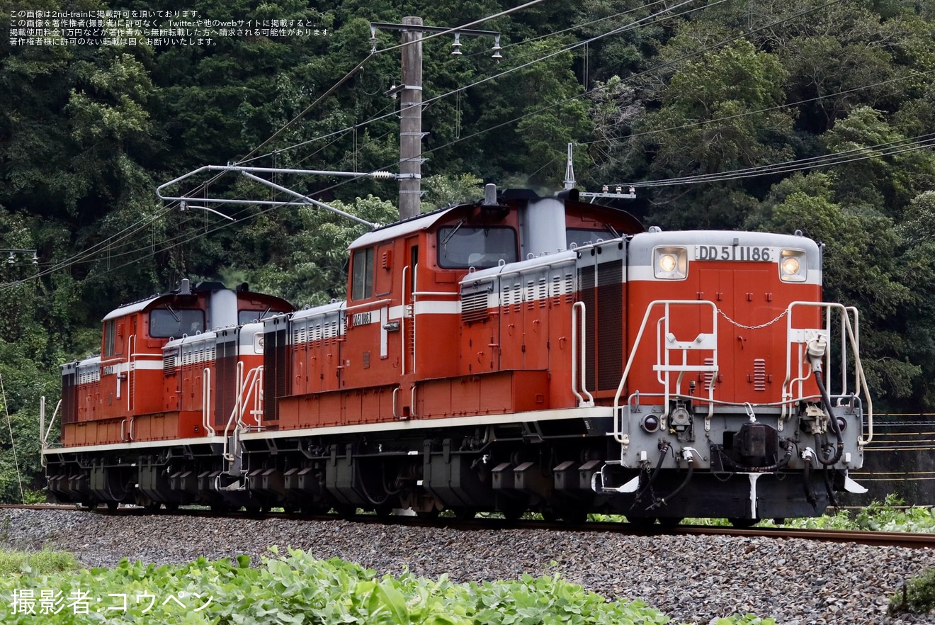 【JR西】DD51-1186+DD51-1179がロンチキ工臨牽引後に返却回送の拡大写真