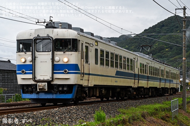 【トキ鉄】413・455系W01編成「TOKIトレイン」がヘッドマーク無しで運行（1枚目）