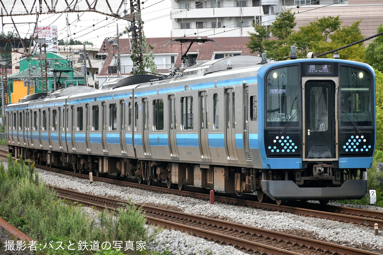 【JR東】E131系500番台コツG-04編成大宮総合車両ベース入場回送の拡大写真