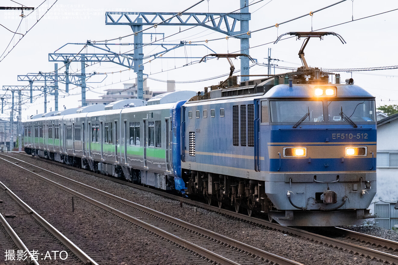 【JR北】新型快速エアポート用739系3000番台が日立製作所を出場し甲種輸送の拡大写真