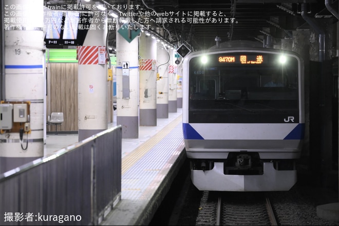 【JR東】E531系K408編成+K477編成が上野駅架線断線の原因究明で臨時回送（1枚目）