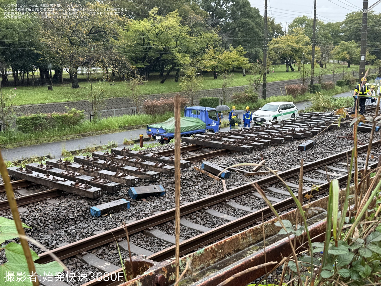 【JR東】長浦駅姉ケ崎方で折り返し設備仮設とみられる工事が進むの拡大写真